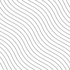 Papier peint Noir et blanc géométrique moderne Modèle de contour sans couture créatif de vecteur. Texture de vague sans fin rayée. Fond minimaliste reproductible blanc avec des lignes ondulées noires