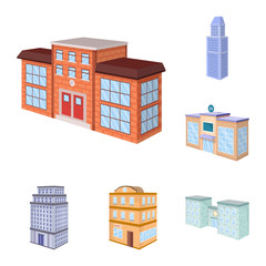 Vector illustration of city and build sign. Collection of city and apartment vector icon for stock.