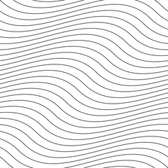 Vector creative seamless outline pattern. Striped endless wave texture. White repeatable minimalistic background with black wavy lines