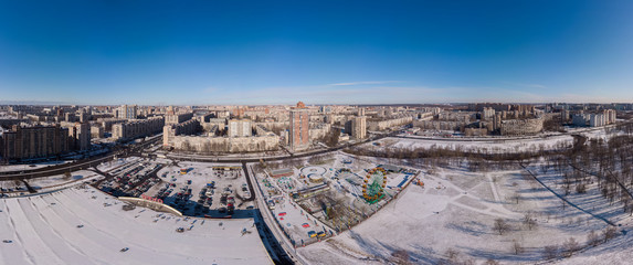 March 1, 2020, Saint Petersburg, Russia. Panorama of the Nevsky district on a Sunny day.