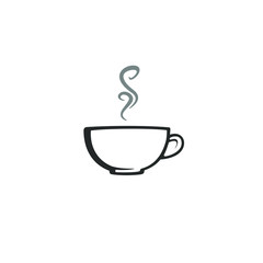 Cup of tea - black on white background, isolated EPS vector illustration.