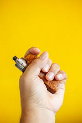 high end titanium genesis atomizer with stabilized natural black ash wood regulated box mods in...