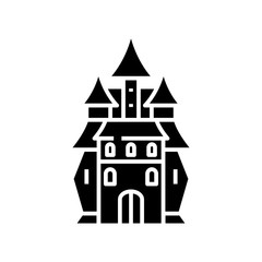 Fototapeta premium Magic castle black icon, concept illustration, vector flat symbol, glyph sign.