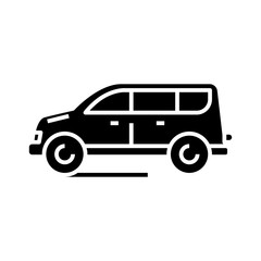 Large car black icon, concept illustration, vector flat symbol, glyph sign.
