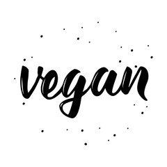Vegan calligraphic label. Black handwritten word isolated on white background.