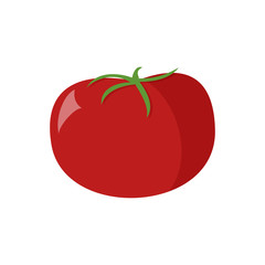 Tomato icon in flat style. Isolated object. Tomato logo. Vegetable from the farm. Organic food. Vector illustration.