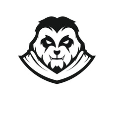 Panda mascot logo silhouette version.  Panda in sport style, mascot logo illustration design vector