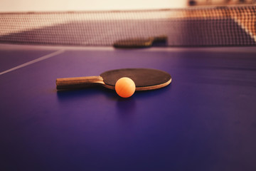 table tennis (ping pong). racket and ball