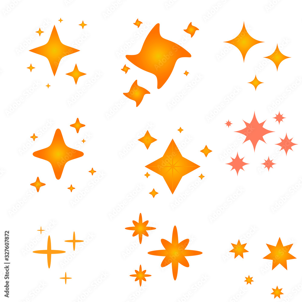 Poster The set of original vector stars sparkle icon. Bright firework, decoration twinkle, shiny flash. Glowing light effect stars and bursts collection. Vector