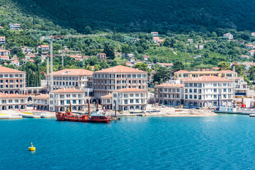 Construction companies working on the fjord shore