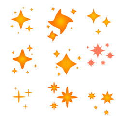 The set of original vector stars sparkle icon. Bright firework, decoration twinkle, shiny flash. Glowing light effect stars and bursts collection. Vector