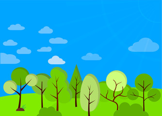 Obraz premium Trendy Set of different trees, bushes, grass and other natural objects. Flat trees set. Flat forest tree nature plant isolated eco foliage. Vector flat illustration