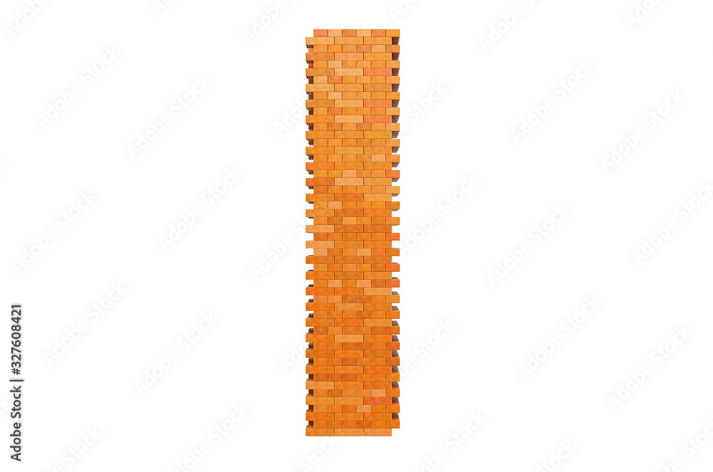 Fototapete bricks font, letter i from building bricks. 3d rendering