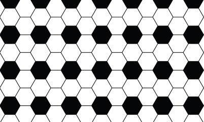 Black and white soccer ball pattern background. Football wallpaper texture vector illustration