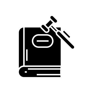 Judge decision black icon, concept illustration, vector flat symbol, glyph sign.