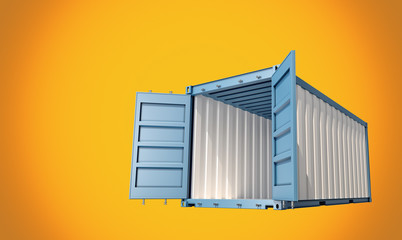 Empty shipping Container with open doors - 3d Rendering