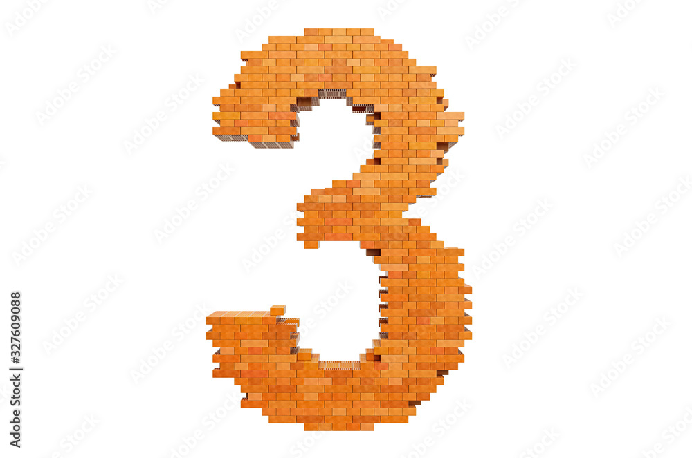 Fototapete number 3 from building bricks, 3d rendering