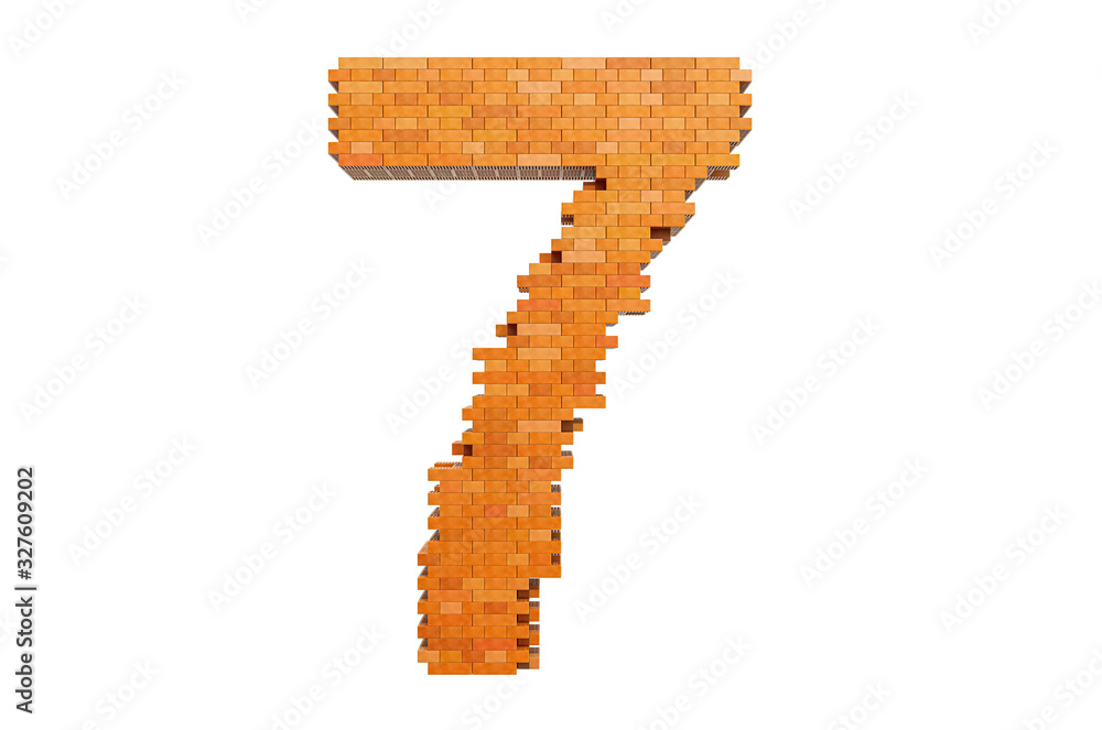 Fototapete number 7 from building bricks, 3d rendering