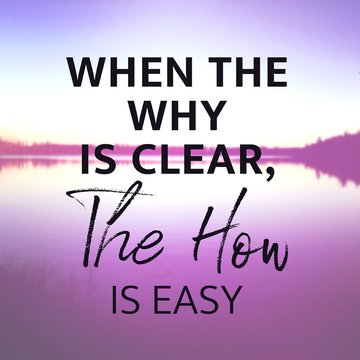 Inspirational Quote - When the why is Clear, The how is easy