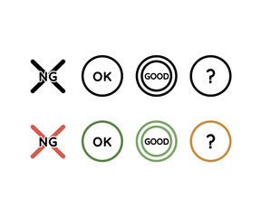 OKNGのアイコン、評価、丸、バツ、素材、ピクトグラム、ピクト