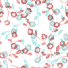 Seamless pattern of berries branch. Watercolor background.