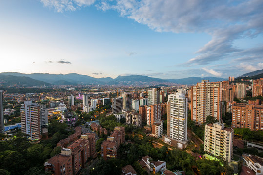 Medellin, Antioquia, Colombia. July 1, 2015: Panoramic of the Poblado. 