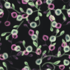 Seamless pattern of berries branch. Watercolor background.