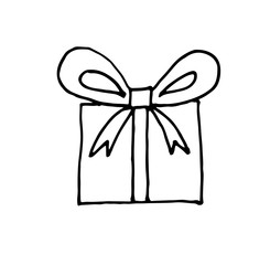 hand drawn vector sketch cartoon doodle gift box illustration