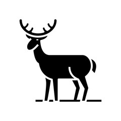 Fototapeta premium Magic deer black icon, concept illustration, vector flat symbol, glyph sign.