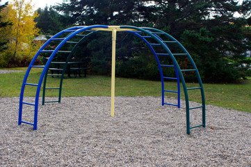 empty blue climber playground equipment at park 