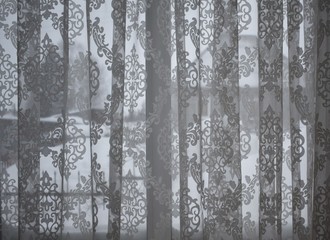 woman looking through the window