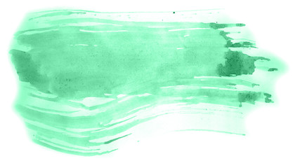 Abstract watercolor background hand-drawn on paper. Volumetric smoke elements. Green color. For design, web, card, text, decoration, surfaces.