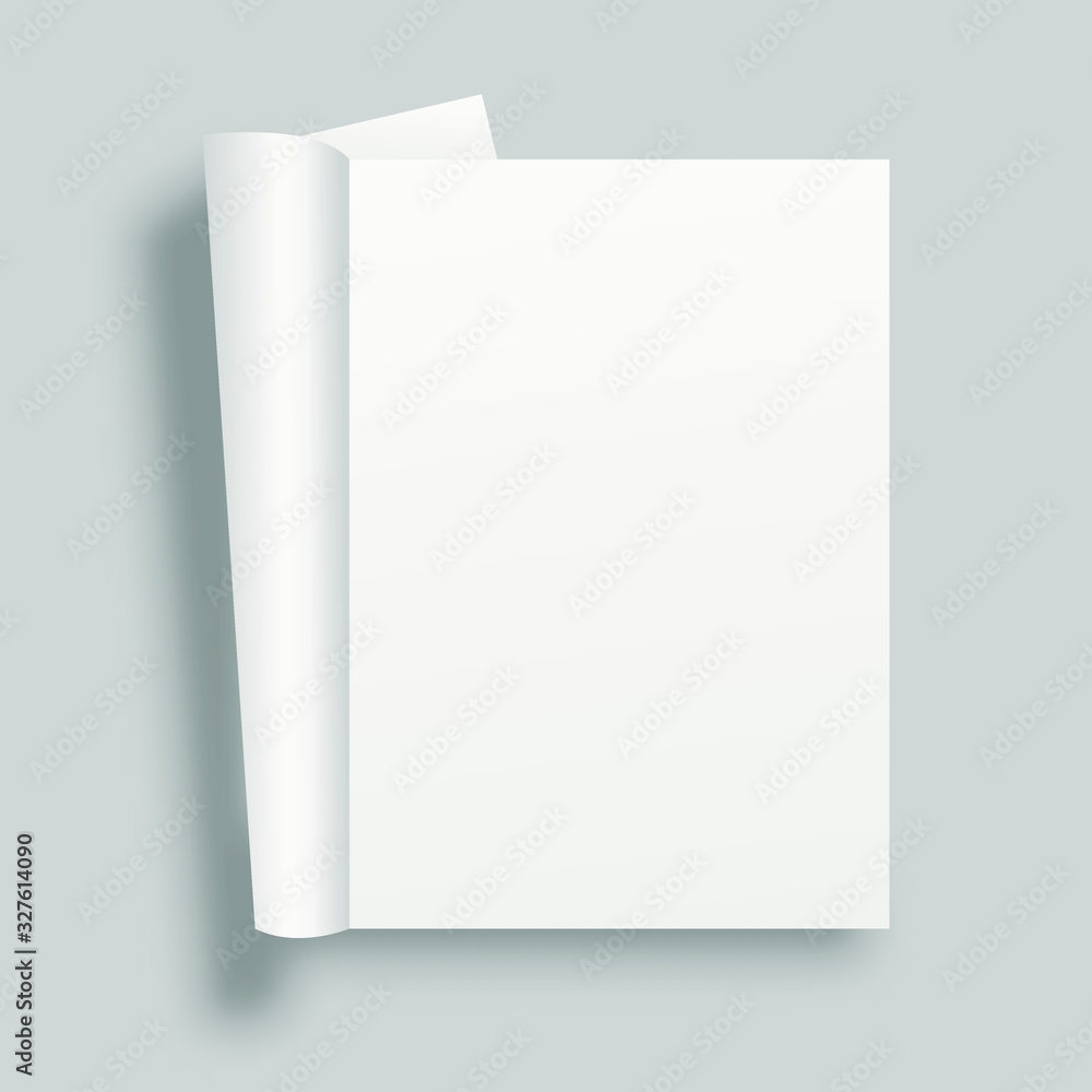 Poster blank open book, magazine mockup with soft shadow. mockup vector isolated. template design. realisti