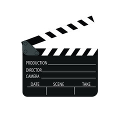movie clapper board isolated on white