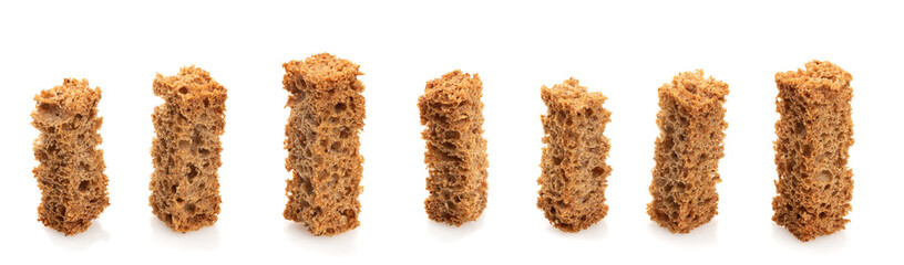 crackers from rustic bread isolated on white