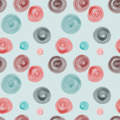 Seamless pattern of hand painted circles. Watercolor background.