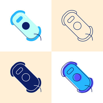 Window Cleaning Robot Icon Set In Flat And Line Style