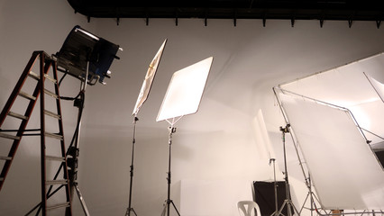 Big studio LED continue lighting for photo and video shooting production on tripod which very...