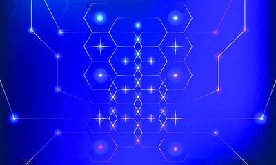 Abstract technology background. Neural networks background with particles and atoms. Technological and science concept. Vector illustration.