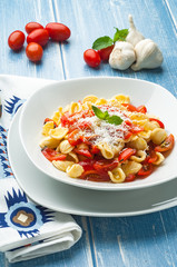 Orecchiette pomodoro mozzarella e basilico