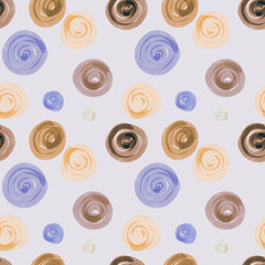 Seamless pattern of hand painted circles. Watercolor background.