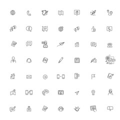 Thin lines web icons set. Contact us