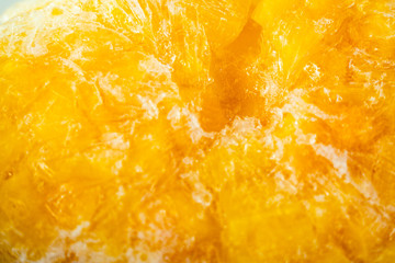 Frozen Sliced Pumpkin. Closeup of frozen pumpkin slices