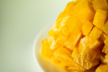 Frozen Sliced Pumpkin. Closeup of frozen pumpkin slices