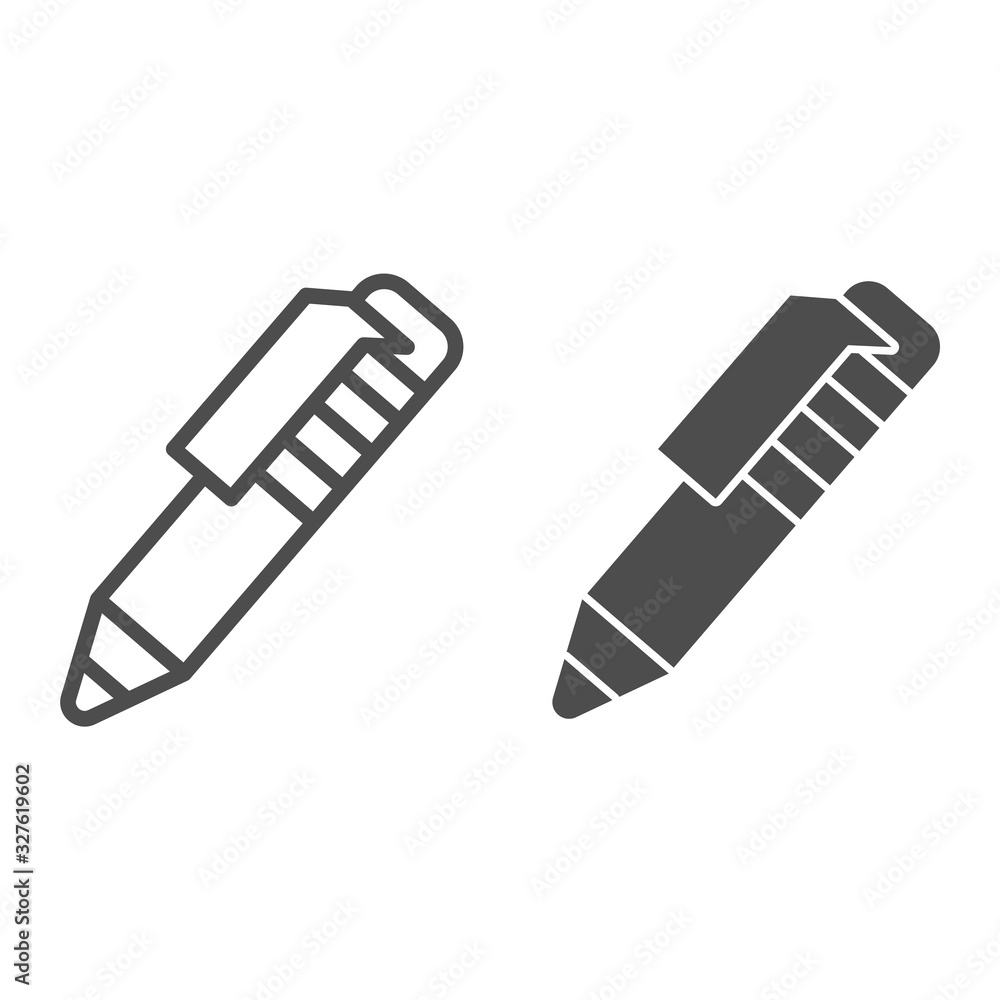 Poster Marker pen line and solid icon. Writing tool symbol, outline style pictogram on white background. Office or statoinery item sign for mobile concept and web design. Vector graphics.