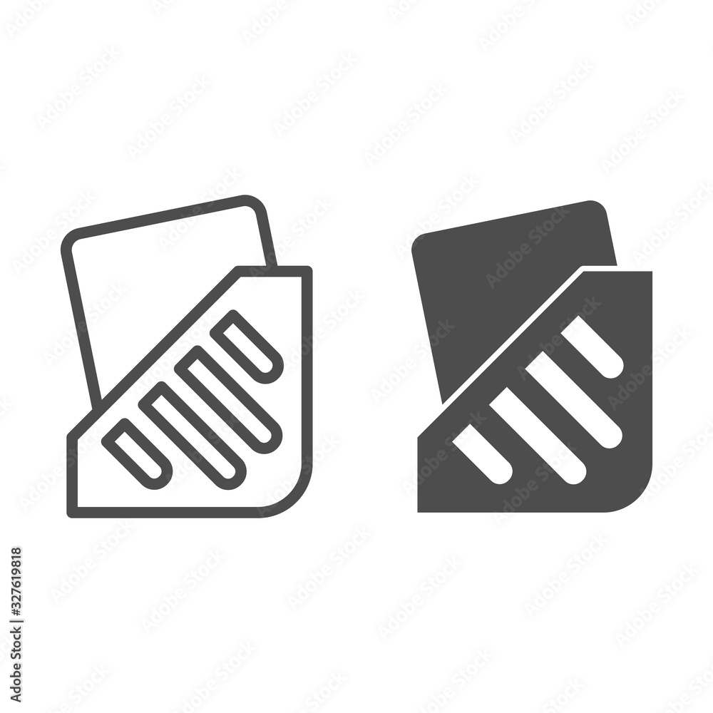 Poster document folder line and solid icon. standing case with paper symbol, outline style pictogram on whi
