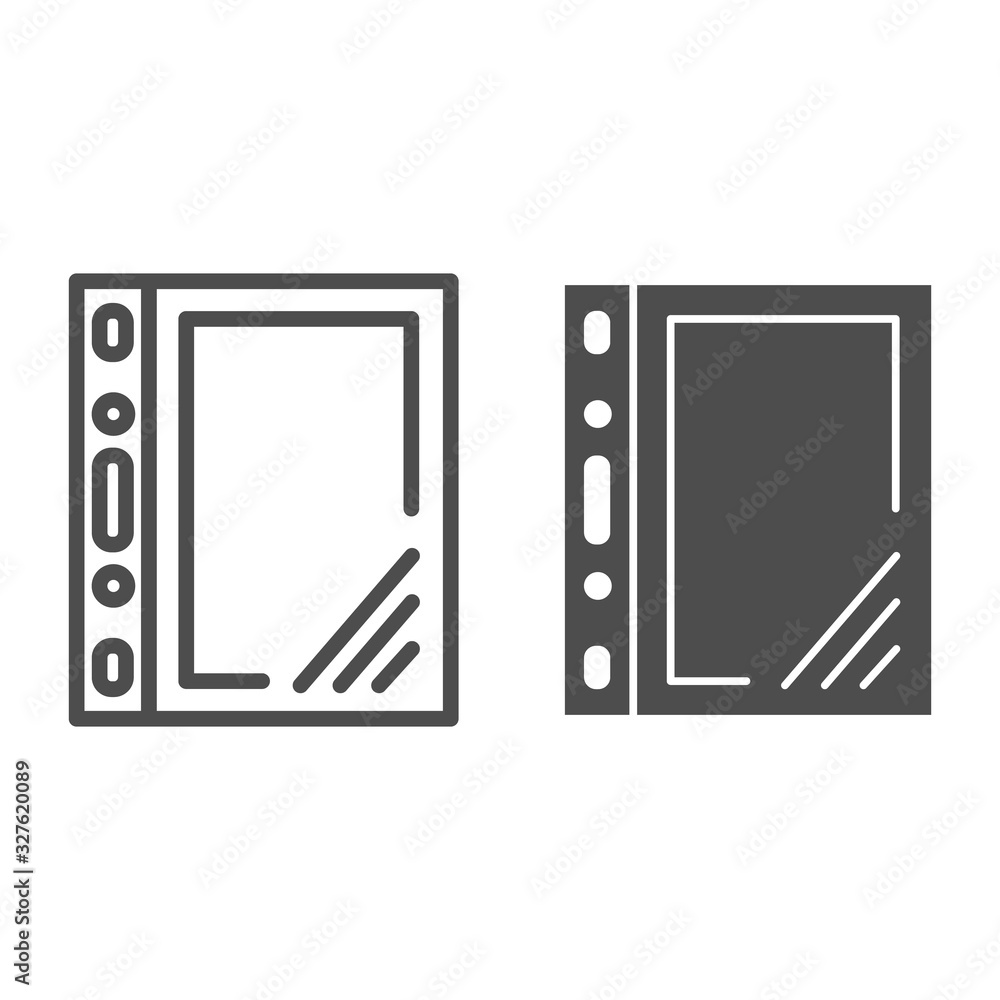 Poster cellophane file line and solid icon. document plastic transparent bag symbol, outline style pictogra