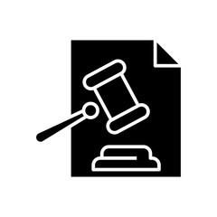 Judge conclusion black icon, concept illustration, vector flat symbol, glyph sign.