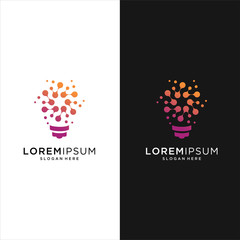 bulb tech logo icon . Bulb Logo Design Colorfull . Idea creative light bulb logo . Bulb digital logo tech