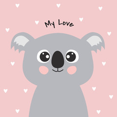 Cute cartoon koala and inscription my love.